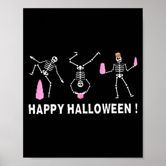 Halloween Montessori Teacher Skeleton Dancing Educ Poster (Voorkant)