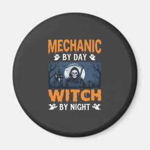 Halloween monteur overdag heks 's nachts magneet