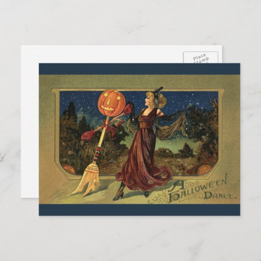 Halloween, mooie dansende heks Briefkaart (Voorkant / Achterkant)