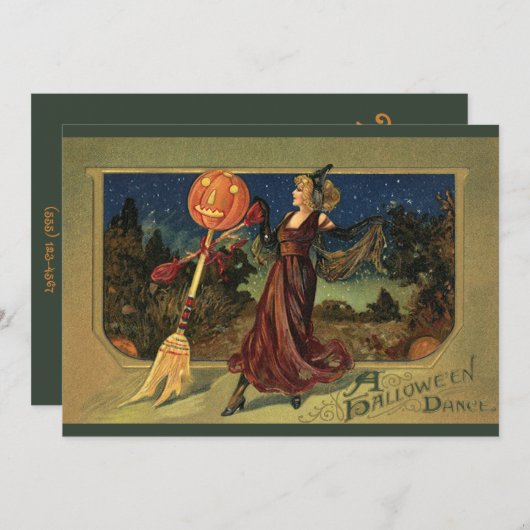 Halloween, mooie dansende heks Kaart (Voorkant / Achterkant)