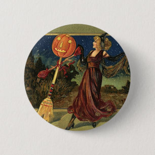  Halloween, mooie dansende heks Ronde Button 5,7 Cm