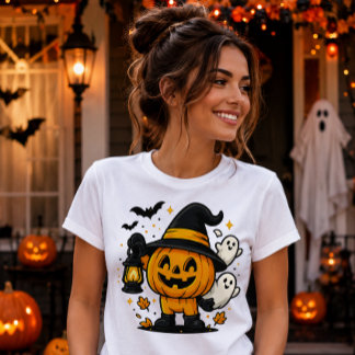 Halloween Mooie Pompoen Heks Dames Shirt