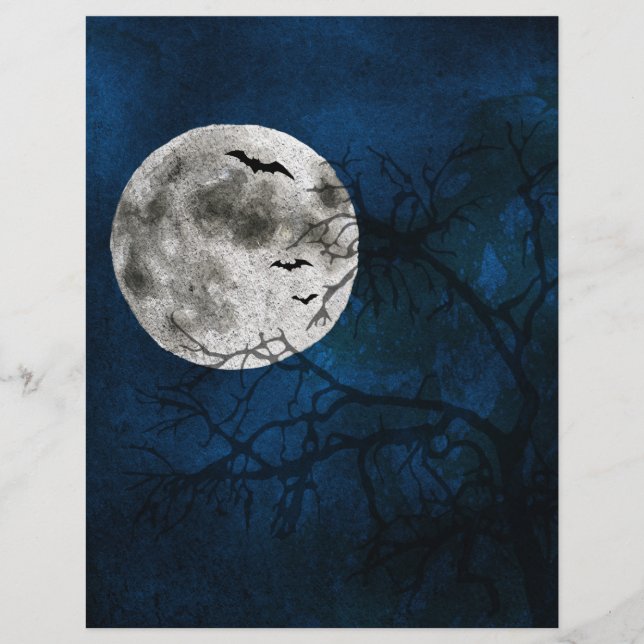 Halloween Moon & Bats Scrapbook Paper (Voorkant)