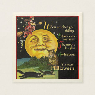  Halloween Moon die Witch met gedicht volgt Servet