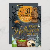 halloween moon et chouette invitation (Devant / Derrière)