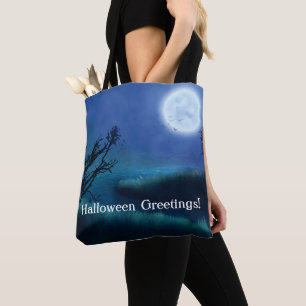 Halloween Moon 's nachts in Shades of Blue & Green Draagtas