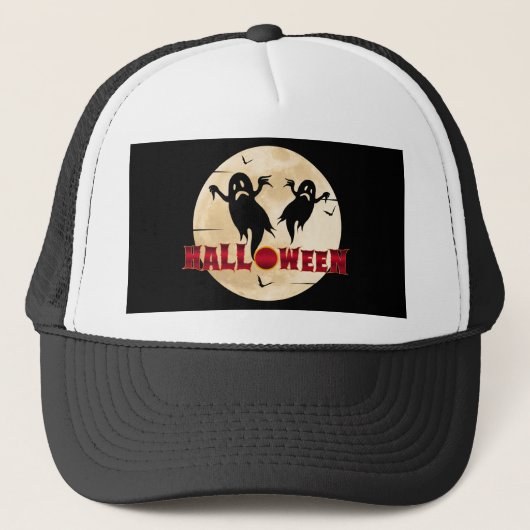 Halloween Moon Silhouette Ghosts Bats Trucker Pet (Voorkant)