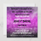 Halloween Moon+Spider Web Pink+Black Invitation (Dos)