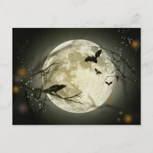 Halloween Moon Spooky Crows Briefkaart