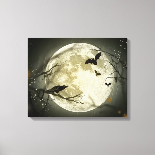 Halloween Moon Spooky Crows Canvas Afdruk (Voorkant)