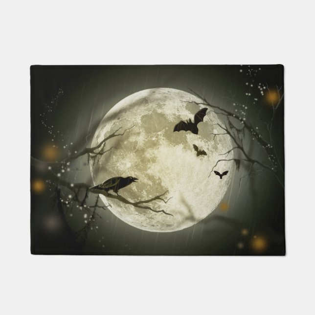 Halloween Moon Spooky Crows Deurmat (Voorkant)