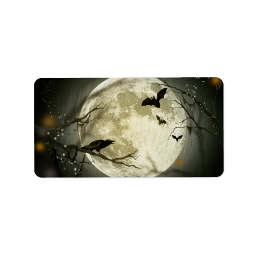 Halloween Moon Spooky Crows Etiket (Voorkant)