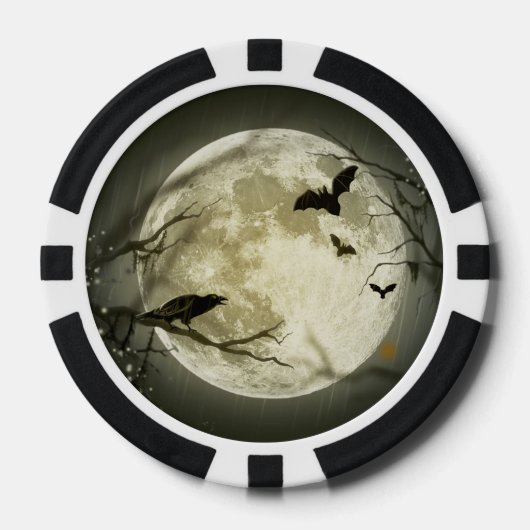 Halloween Moon Spooky Crows Pokerchips (Voorkant)