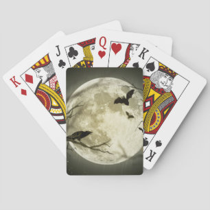 Halloween Moon Spooky Crows Pokerkaarten