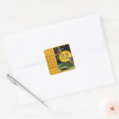  Halloween Moon, Witch en Owl met gedicht Vierkante Sticker (Envelop)