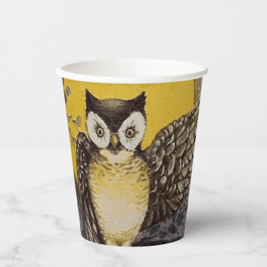  Halloween Moonlight Spooky Owl Papieren Bekers (Voorkant)