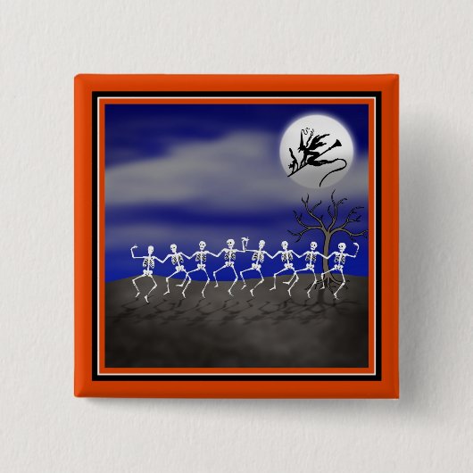 Halloween Moonlit Party Scene Vierkante Button 5,1 Cm (Voorkant)