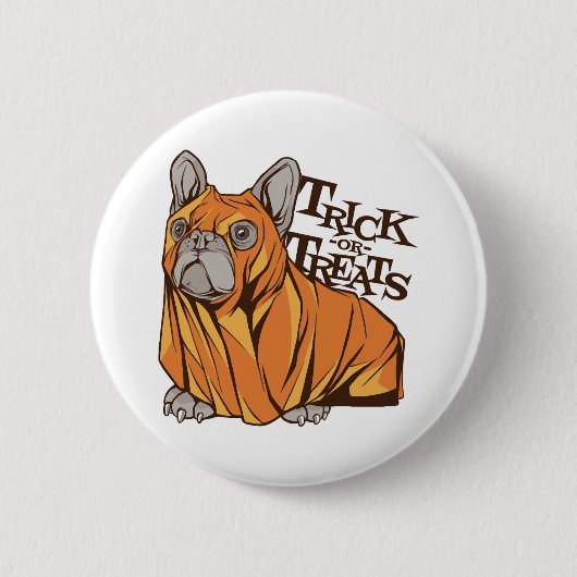 Halloween mops ronde button 5,7 cm (Voorkant)