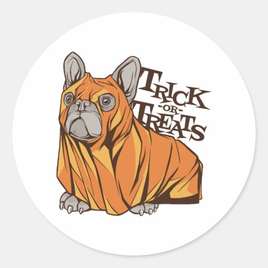 Halloween mops ronde sticker (Voorkant)