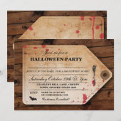 Halloween Morgue Toe Label Ticket Fun Party Invite Kaart (Voorkant / Achterkant)
