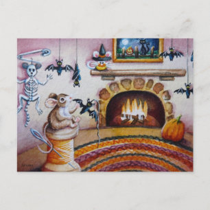 Halloween Mouse Hanging Bat Decorations Waterverf Briefkaart