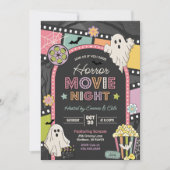 Halloween Movie Night Party Groovy Uitnodiging (Voorkant)