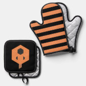 Halloween Mozaïek Jack-o-Lantern met optionele tek Ovenwant & Pannenlap Set (Voorkant / Achterkant)