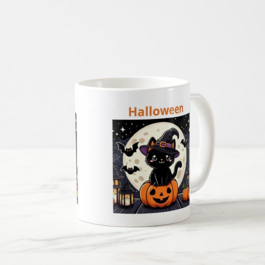 Halloween mugs with a cat theme (Devant droit)