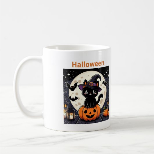 Halloween mugs with a cat theme (Gauche)