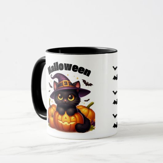 Halloween mugs with a cat theme (Devant gauche)