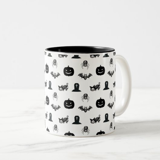 Halloween mugs with a cat theme tweekleurige koffiemok (Voorkant rechts)