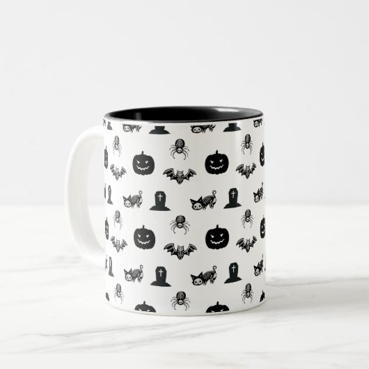Halloween mugs with a cat theme tweekleurige koffiemok (Voorkant links)