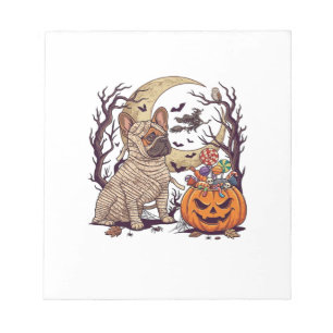 Halloween Mumie Franse Bulldog Pompoen Snoep Heks Notitieblok
