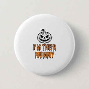 Halloween Mumie Pompoen Vintage Gravure Shirt De Ronde Button 5,7 Cm
