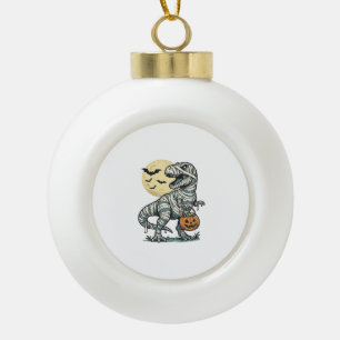 Halloween Mumie T-Rex Snoep Emmer Vintage Vector_ Keramische Bal Ornament