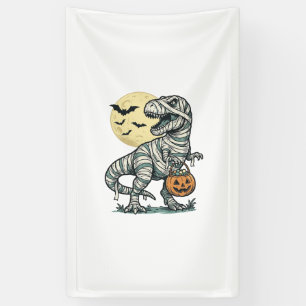 Halloween Mumie T-Rex Snoep Emmer Vintage Vector_ Spandoek