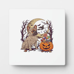 Halloween Mummie Franse Bulldog Pompoen Snoep Heks Fotoplaat
