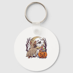 Halloween Mummie Franse Bulldog Pompoen Snoep Heks Sleutelhanger