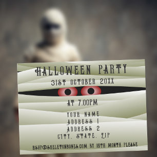 Halloween Mummie Monster Kinder Party Invitation Kaart