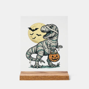 Halloween Mummie T-Rex Snoep Emmer Vintage Vector_ Acryl Bord