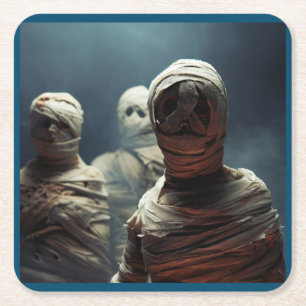 Halloween - Mummies 2 Vierkante Kartonnen Onderzetter