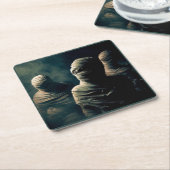 Halloween - Mummies 4 Vierkante Kartonnen Onderzetter (Schuin)