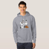 Halloween Mummy met Kitty Cats en Ghost Mannen Hoodie (Voorkant volledig)