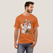 Halloween Mummy met Kitty Cats en Ghost Mannen T-shirt (Voorkant volledig)