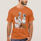 Halloween Mummy met Kitty Cats en Ghost Mannen T-shirt (Voorkant)