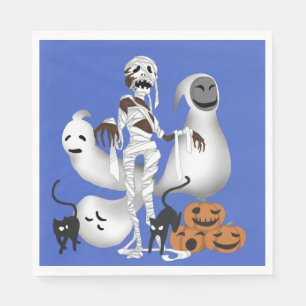 Halloween Mummy met Kitty Cats en Ghost Servet