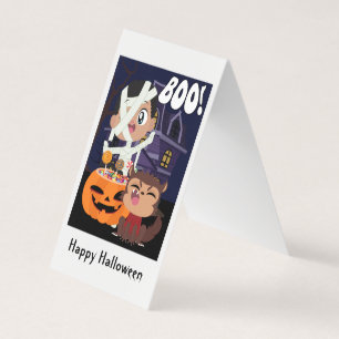 Halloween Mummy, Pumpkin and Werewolf Mini Card Visitekaartjes