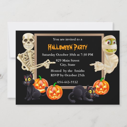 Halloween Mummy Skeleton Party Uitnodiging (Voorkant)