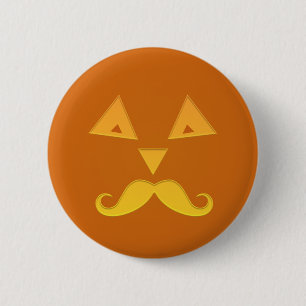 Halloween Mustache Pumpkin-knoppen Ronde Button 5,7 Cm