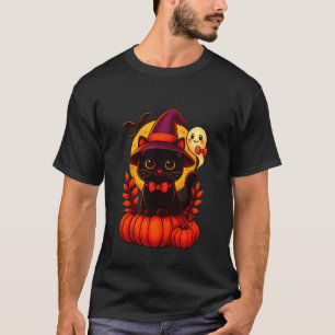 Halloween Muts voor Katten met Pompoen Heks Kostuu T-shirt